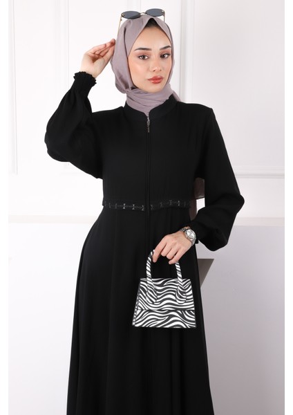 Siyah Kol Gipeli Nakışlı Ferace fırsatları