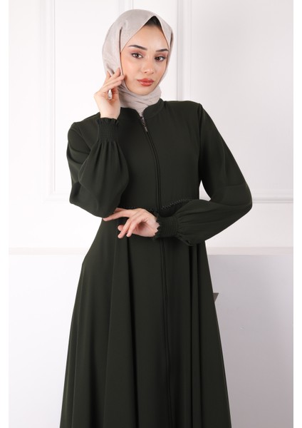 Haki Kol Gipeli Fermuarlı Ferace fırsatları