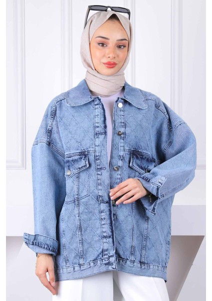 Mavi Lazer Kesim Kot Ceket