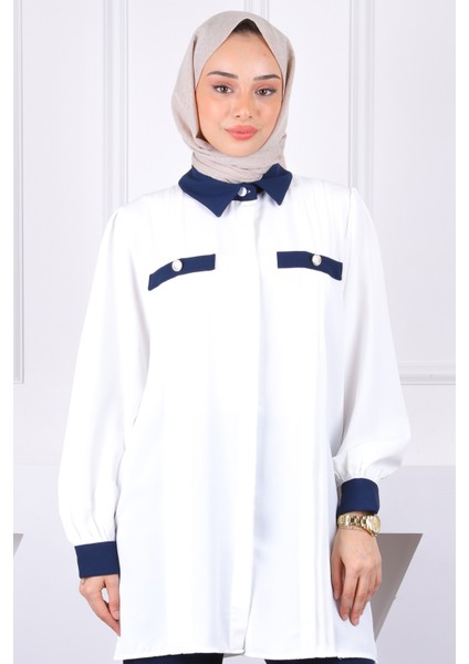 Lacivert Düğmeli Tunik Pantolonlu Takım fırsatları