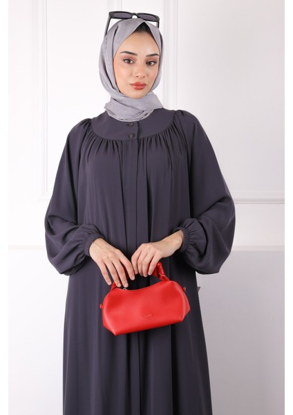 Füme Kol Lastikli Fermuarlı Ferace fırsatları