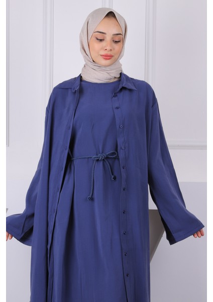 Lacivert Beli Ipli Tunik Elbise Kombin Takım fırsatları