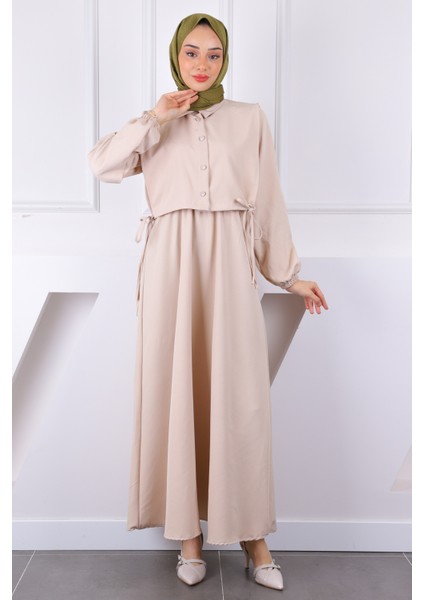 Bej Gömlek Süveterli Elbise Kombin Takım fiyatları