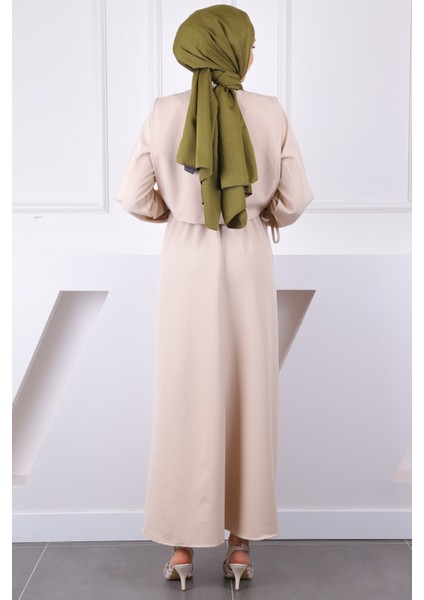 Bej Gömlek Süveterli Elbise Kombin Takım modelleri