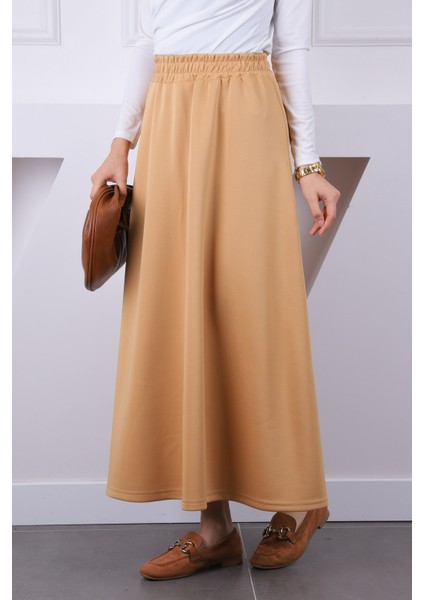 Bisküvi Bel Lastikli Scuba Puf Etek modelleri