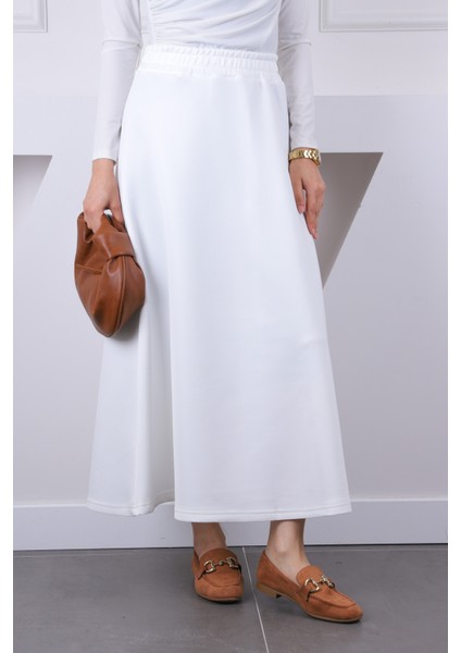 Ekru Bel Lastikli Scuba Puf Etek fiyatları