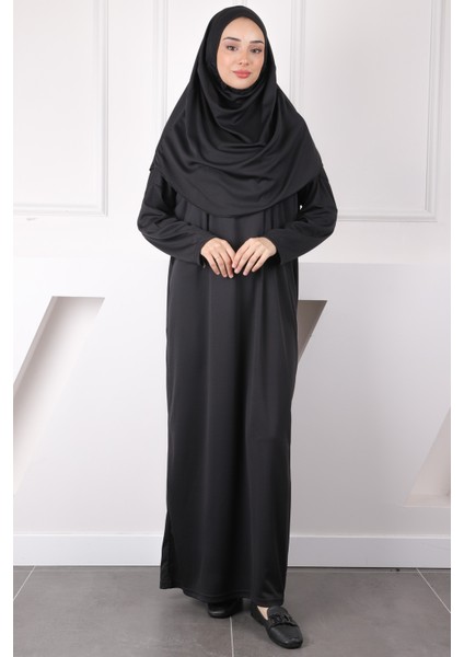 Siyah Tek Parça Namaz Elbisesi