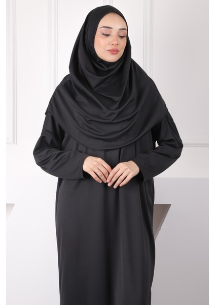 Siyah Tek Parça Namaz Elbisesi