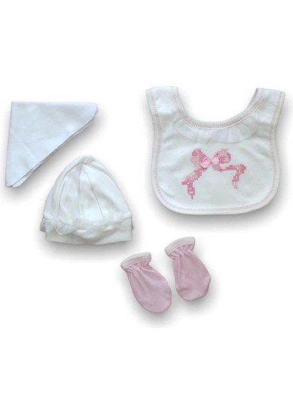 Miraylife Kanaviçe Nakışlı %100 Cotton Antibakteriyel 5li Zıbın Takımı Hastane Çıkışı