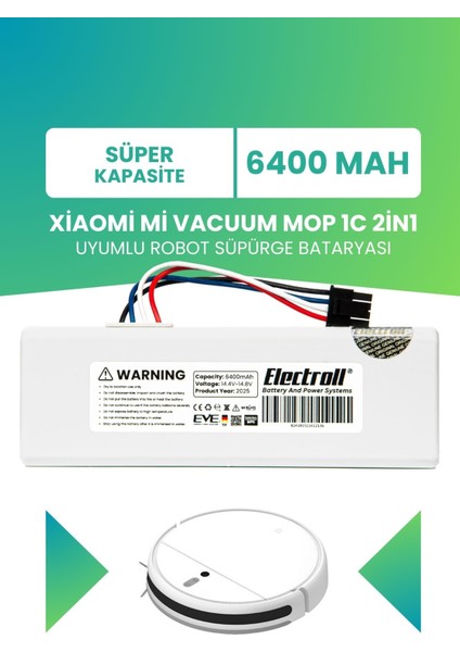 Xiaomi Mi Vacuum Mop 1c Uyumlu Batarya (SÜPER KAPASİTE) 6400mah Robot Süpürge Pil Stytj01zhm
