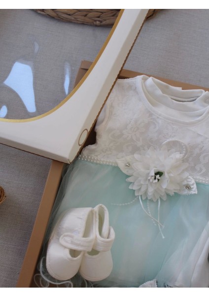 Miraylife 0-6 Ay Tül Etekli Kurdelalı Taş Detaylı Kız Bebek Hediyelik, Mevlütlük, Kınalık 3lü Takım
