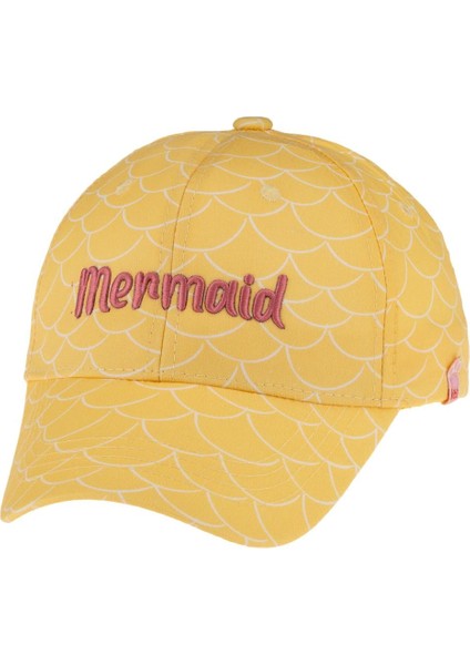 Yazı Nakışlı Kız Şapka 4-8 Yaş Sarı