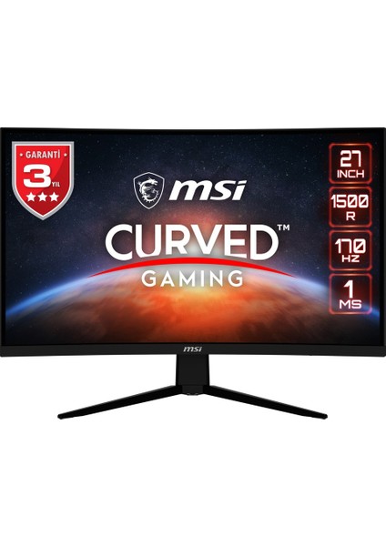Yenilenmiş Msı 27" G273CQ 2560X1440 (Wqhd) Curve 1500R Va 170HZ 1ms Freesync Premıum Gamıng Monıtor