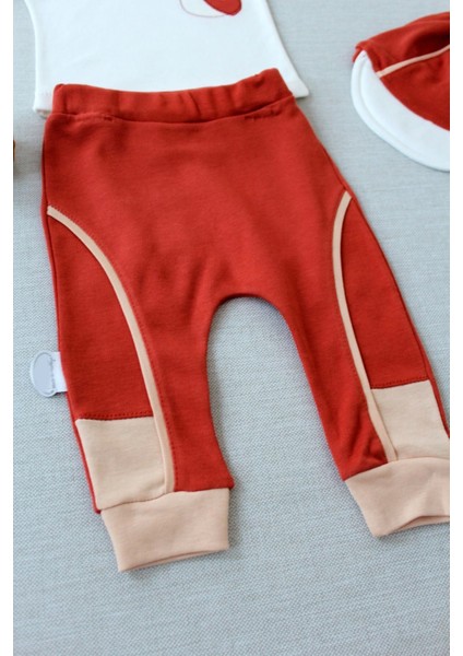 Miraylife 3-6 6-9 9-12 Ay Efendi Nakışlı Cep Şapkalı Uzun Kollu Sweat 3lü Erkek Bebek Takımı