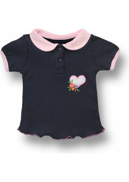 Miraylife 3-6 6-9 9-12 12-18 Ay Uzayın Kalbi Nakışlı Bandanalı Kısa Kollu Sweat 3lü Kız Bebek Takımı