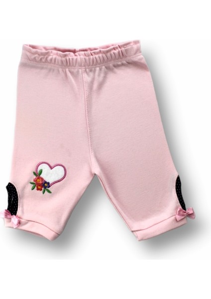 Miraylife 3-6 6-9 9-12 12-18 Ay Uzayın Kalbi Nakışlı Bandanalı Kısa Kollu Sweat 3lü Kız Bebek Takımı