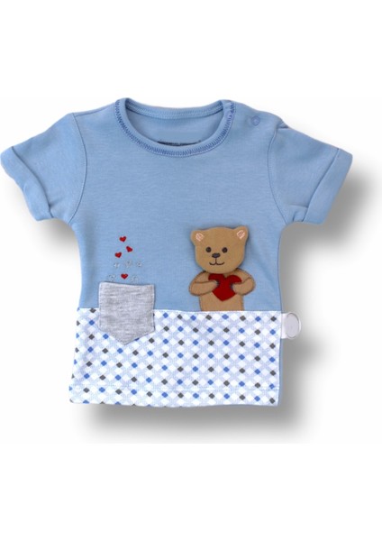 Miraylife 3-6 6-9 9-12 12-18 Ay Romantik Ayıcık Nakışlı Bandajlı Kısa Kollu Sweatli 3lü Kız-Erkek Bebek Takımı fiyatları