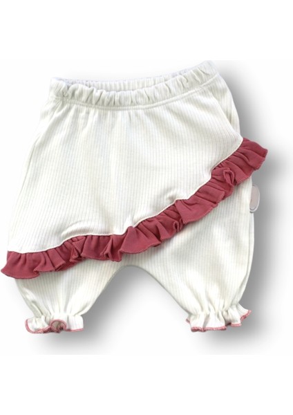 Miraylife 6-9 9-12 12-18 Ay Çiçek Nakışlı Roman Şalvar Bandanalı Kısa Kollu Sweat 3lü Kız Bebek Takımı