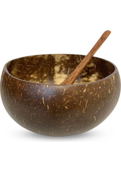 Jumbo Boy Hindistan Cevizi Kase, Kaşık Ve Kase Altlığı - Bowl Kasesi - Bowl Kaşığı - Coconut Bowl