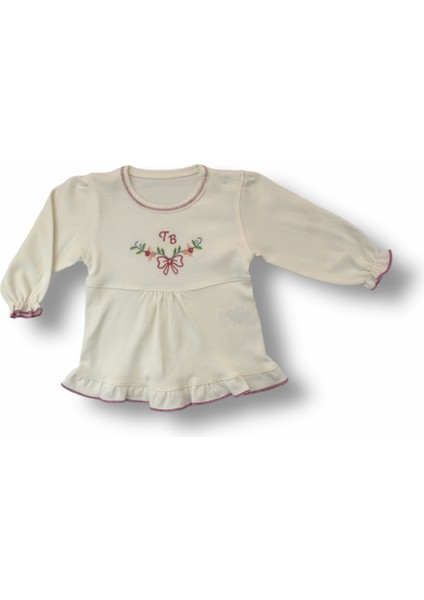 Miraylife 3-6 6-9 9-12 Ay Tb Çiçek Nakışlı Şapkalı Uzun Kollu Sweatli 3lü Kız Bebek Takımı