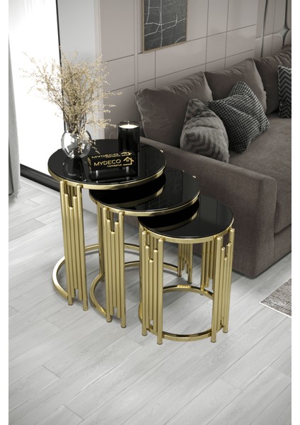 Piyano Zigon Sehpa Gold Ayak Bronz Ayna