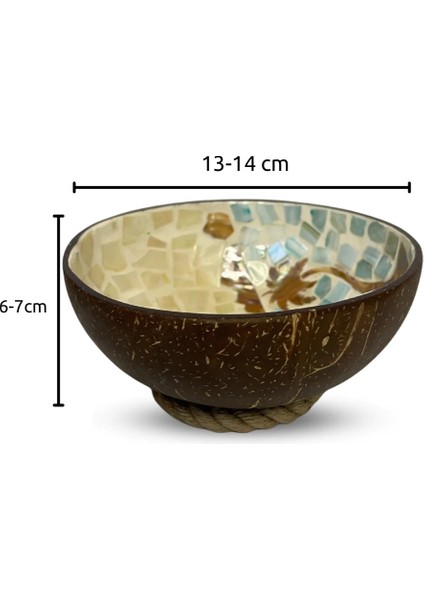 Sedef Kaplama Manzara Desenli Hindistan Cevizi Kase & Hasır Kase Altlığı - Coconut Kase - Çerezlik modelleri