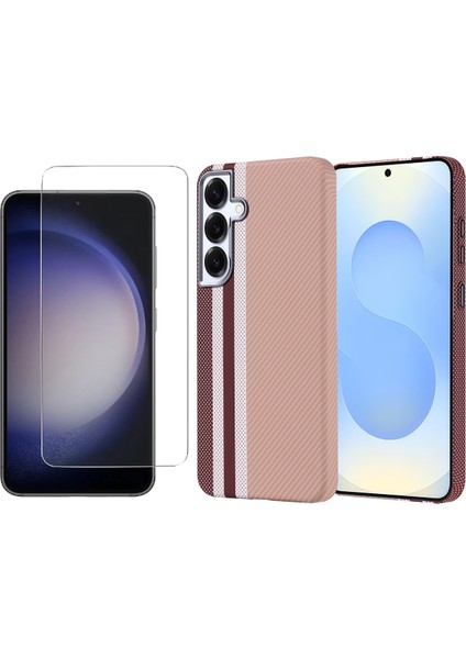 Samsung Galaxy S25 Plus Kılıf Magsafe Şarj Özellikli Karbon Fiber Görünümlü Zore Nekst Kapak + Nano Ekran Koruyucu