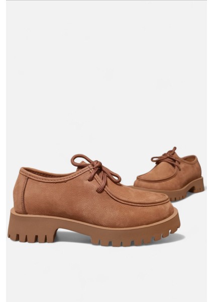 2847 Kadın Hakiki Deri Sisley Model Casual Ayakkabı Taba Nubuk