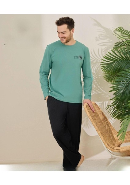 Erkek Pamuklu Bisiklet Yaka Uzun Kol Ince Pijama Takımı 6150/5 - 1 Adet