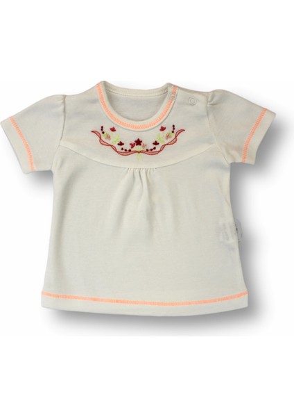Miraylife 3-6 6-9 9-12 12-18 Ay Anadolu Çiçeği Nakışlı Kısa Kollu Sweatli 2li Kız Bebek Takımı