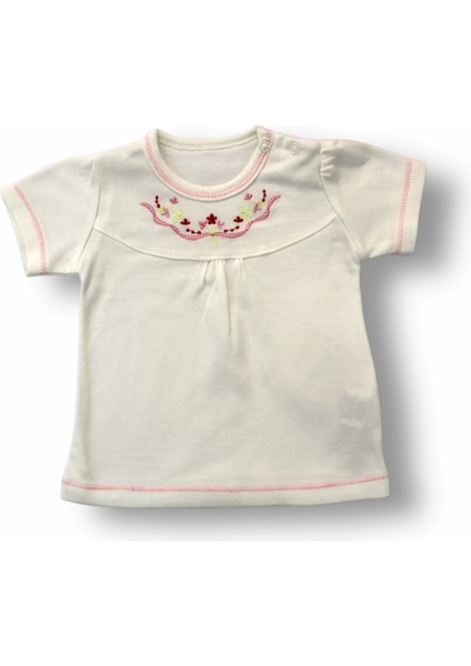 Miraylife 3-6 6-9 9-12 12-18 Ay Anadolu Çiçeği Nakışlı Kısa Kollu Sweatli 2li Kız Bebek Takımı