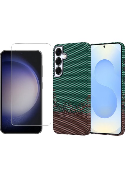 Samsung Galaxy S25 Kılıf Magsafe Şarj Özellikli Karbon Fiber Görünümlü Zore Nekst Kapak + Nano Ekran Koruyucu