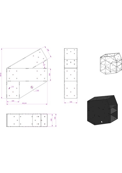 Pergule Pergola Kamelya Çardak Ahşap Prefabrik Ev 3 Köşe 120 Derece Bağlantı 10X10CM Kalas