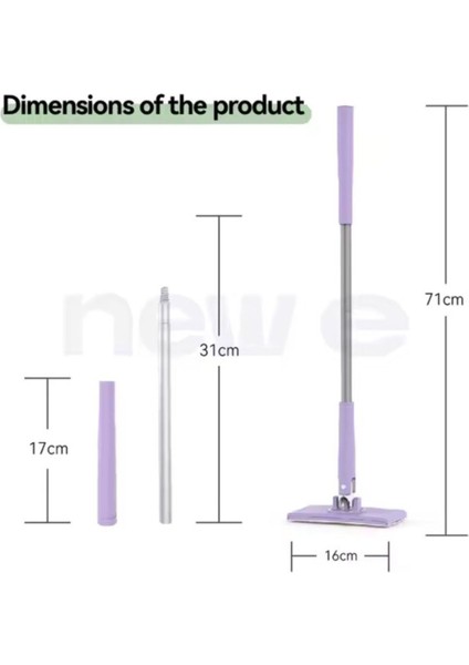 Küçük Boy Duvar Mutfak Dolabı Temizleme Mopu Wc Banyo Yüzey Temizleme Mikrofiber Mandallı Mop
