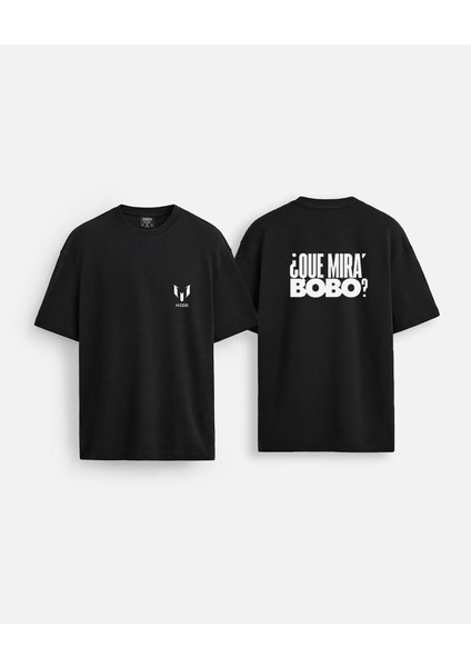 Lionel Messi 10 Baskılı Bisiklet Yaka Oversize Kalıp Siyah Çift Taraflı Tişört T-Shirt