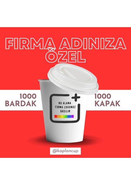 1000 Adet Özel Baskılı 6.5oz Karton Bardak 1000 Adet Kahve Kapaklı