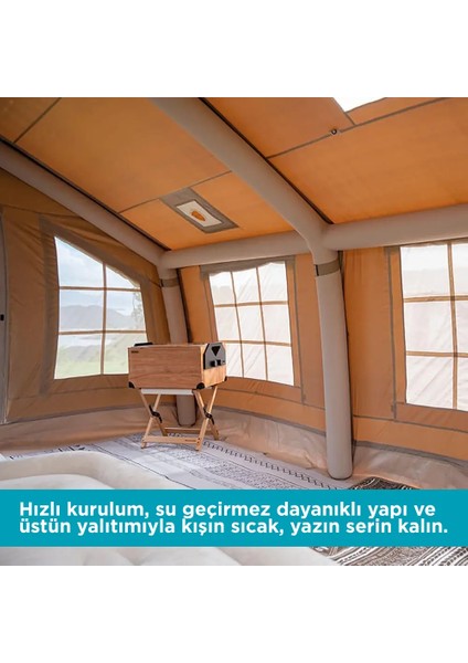 13 Kişilik 13.2m2 Su,rüzgar ve Kar Geçirmez 600D Oxford Kumaşlı 4 Mevsim Şişme Çadır 367*360*220CM fırsatları