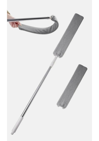 Esnek Teleskopik Saplı Mikrofiber Mop Seti, Krem Renk, Dar ve Ulaşılması Güç Alanlar