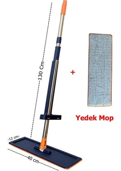 Kovasız Kendinden Sıkmalı Mop +1 Yedek Bez Yer ve Fayans Mopu