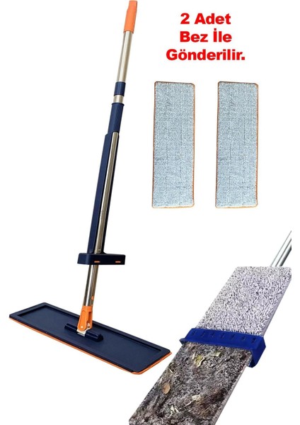 Kovasız Kendinden Sıkmalı Mop +1 Yedek Bez Yer ve Fayans Mopu