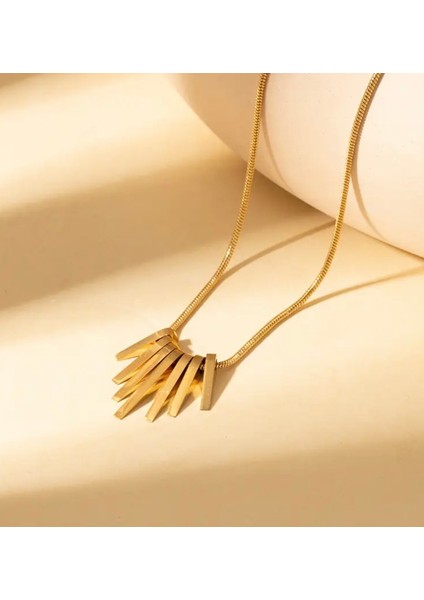 Çelik 316L Geometrik Gold Kolye fiyatları