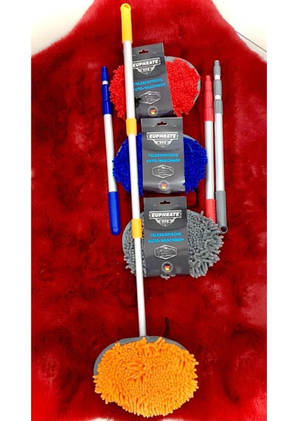 Mikrofiber Teleskopik Araba Yıkama Fırçası - Araba Mopu 2 In 1 (Mop ve Sopa Set)