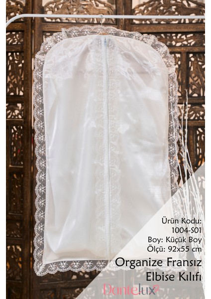 Dantelli Çeyizlik Elbise Kılıfı 2386-BOY1 Krem
