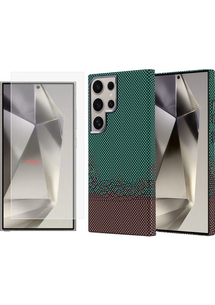 Samsung Galaxy S24 Ultra Kılıf Magsafe Şarj Özellikli Karbon Fiber Görünümlü Zore Nekst Kapak + Nano Ekran Koruyucu