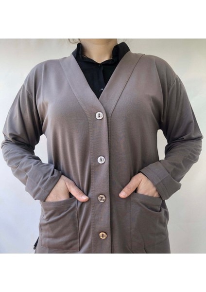 Penye Düğmeli Kısa Anne Hırka