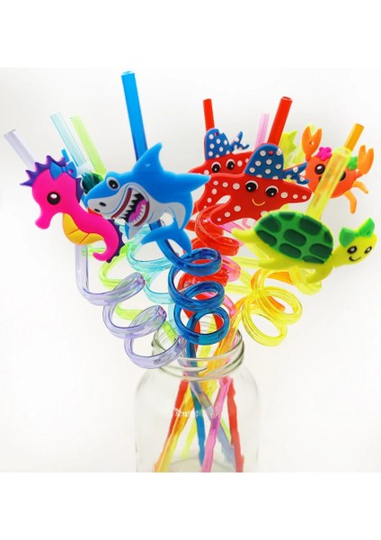 34 8 Adet 25 cm Yeniden Kullanılabilir Deniz Hayvanı Payet Doğum Günü Okyanus Köpekbalığı Tema Plastik Pipet Çocuklar Bebek Duş Doğum Günü Partisi Malzemeleri (Yurt Dışından)