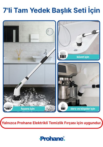 7'li Elektrikli Temizlik Fırçası Yedek Başlık Seti, Çok Renkli, Dayanıklı, Pratik Kullanım fiyatları