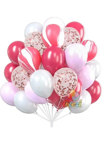 Set 7 25 Adet Konfeti Metalik Chorme Balonlar Acıbadem Kurabiyesi Lateks Balon Yıldönümü Düğün Doğum Günü Partisi Dekorları Yetişkin Bebek Duş Globos (Yurt Dışından)