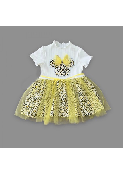 Miraylife 1-2-3 Yaş Fiyonklu Mickey Astarlı Etekli Kız Bebek Tütü Elbisesi