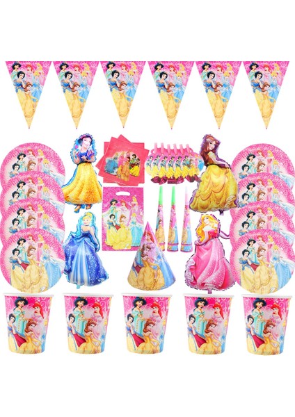 Flags-10 Adet Disney Prenses Kar Beyaz Belle Doğum Günü Partisi Dekorasyon Denizkızı Cinderella Tema Masa Örtüsü Plaka Parti Bebek Duş Malzemeleri (Yurt Dışından) modelleri